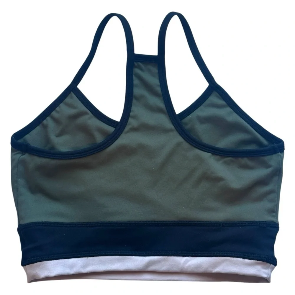 Electric & Rose Colorblock Scoop Neck Racerback Sports Bra Olive Green Medium